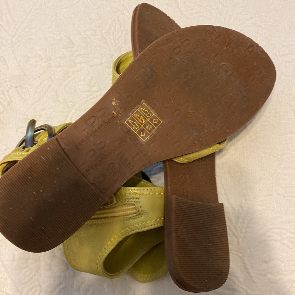 LPB Les ptites bombes yellow leather sandals size 39/8.5 - Picture 6 of 7